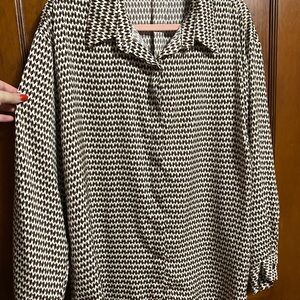 Brown and White Houndstooth Button-Up Shirt